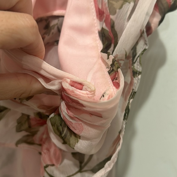 Lulu’s Blooming Impression Pink Floral Print Ruffled Maxi Dress Large - Picture 6 of 6